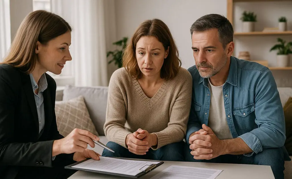 Homeowners insurance explained during in-home meeting with professional agent