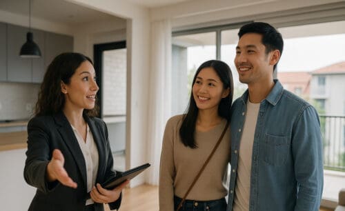 Young couple being shown a new condo by a real estate agent